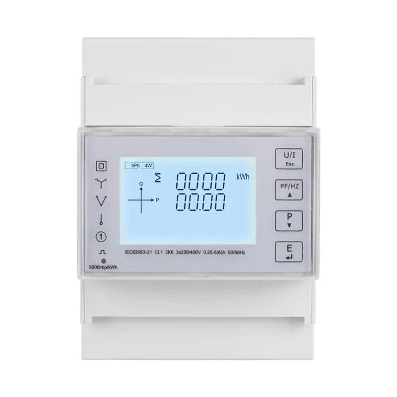 Tre fase fire ledning Din Rail Multifunction Energy Smart Meter